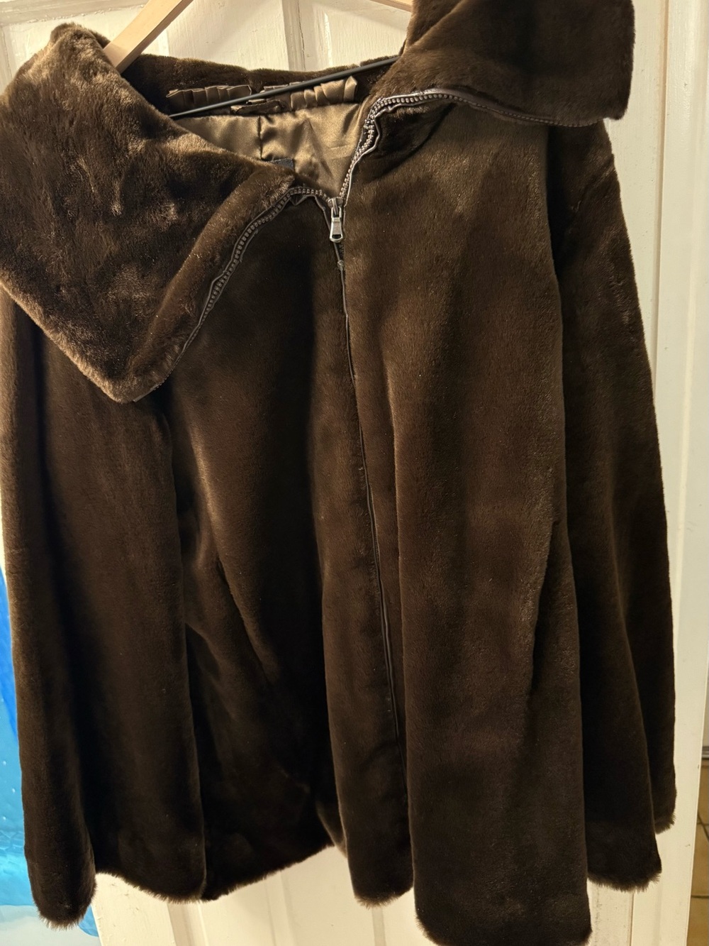 Vintage Adrienne Landau A Luxury Brown Faux Fur Zip Jacket - Size XL